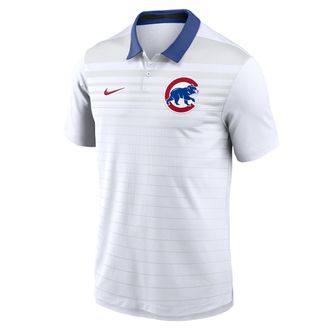 Nike Chicago Cubs Striped Vapor Nike Mens Dri-FIT MLB Polo in White | 00HT007PEJ-B1N