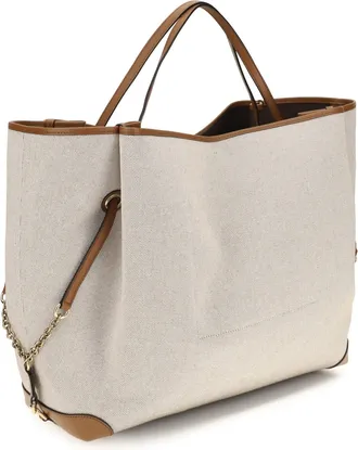 Chlo&eacute; Womens Large Carry Tote Bag Clay Brown Cotton Shoulder