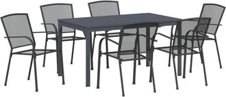 vidaXL Garden Dining Set 7 pcs Anthracite Steel Vidaxl
