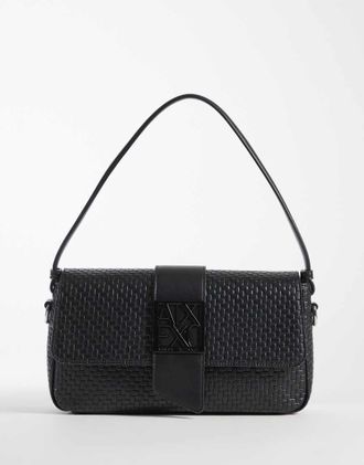 A|X Armani Exchange Susy - Borsa da spalla morbida intrecciata nera-Nero