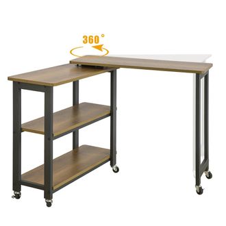 SoBuy Mesa auxiliar giratoria con 2 estante madera marr&oacute;n