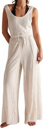 Free People Wait A Minute Jumpsuit In Oatmeal Combo