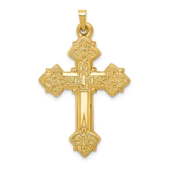 Diamond2Deal 14k Yellow Gold Hollow Cross Pendant