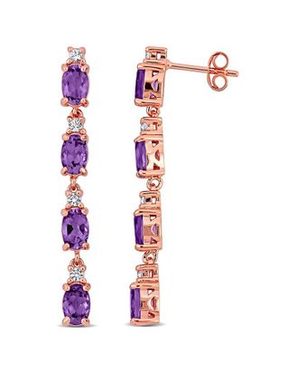 Rina Limor 18K Rose Gold Plated 3.60 Ct. Tw. Amethyst & Topaz Earrings