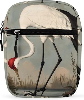 Generic Whooping Crane Print Crossbody Bag Adjustable Satchel Cute Shoulder Bag Lightweight Sling Bags
