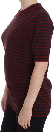 Dolce & Gabbana Womens Red Gray Cashmere Short Sleeve Sweater