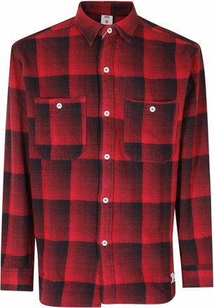 Edwin Red Black Reinforced Pocket Cotton Work Shirt
