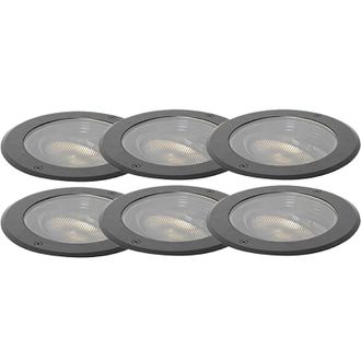 QAZQA Moderno Set De 6 Focos De Suelo Ajustables Ar111 Ip65 - Delux Honey Aluminio /vidrio Redonda Adecuado Para Led Max. 1 X 50 Watt - Qazqa