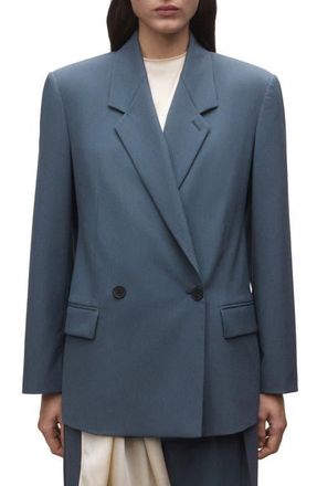 Mango Double Breasted Suit Jacket in Blue at Nordstrom, Size Xx-Large