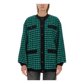Msgm Tweed Jackets, female, Multicolor, Size: S Giubbino Jacket