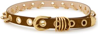 D&eacute;hanche Revenge Ring-embellished Suede Belt - Brown - XL