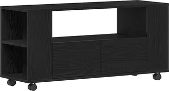 vidaXL Vidaxl - Mobile Porta Tv Con Ruote Rovere Nero 102x34,5x43 Cm Truciolato