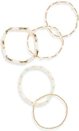 Nordstrom Rack Set of 5 Beaded Stretch Bracelets in Neutral- Gold at Nordstrom Rack