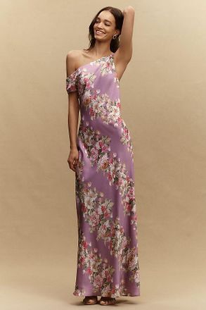 BHLDN Sienna Off-The-Shoulder High-Shine Satin Maxi Dress