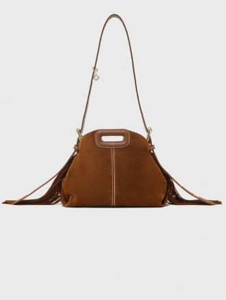 Maje Topstitched Suede Miss M Mini Bag - Brown - Maje