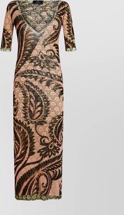 Etro knee length paisley print dress with tulle overlay