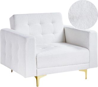 Beliani Sill&oacute;n Boucl&eacute; Blanco crema