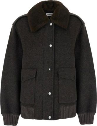 P.A.R.O.S.H. P.a.r.o.s.h. - Jas met bontkraag - Dames - Jassen - Bruin - Maat: XS Wol