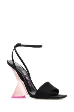 The Attico Zwarte Satijnen Cheope Sandalen