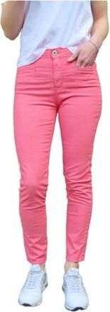 Denim Studio Lenny High-Waist Slim Broeken - Dames - Skinny Jeans - Roze - W24 - Katoen - Jeans