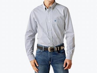 Ariat Santos Fitted Casual Series Print Shirt In Cream