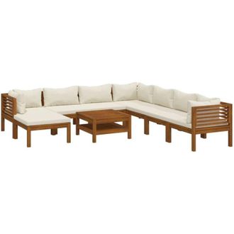 vidaXL Juego De Jard&iacute;n De 9 Pcs Lounge Con Almohada