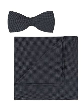 Olymp Fliege OLYMP, Herren, grau (mittelgrau), Web, Seide, Fliegen Fliege, Set mit Einstecktuch