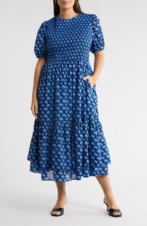 Sugarlips Bali Town Aruba Smocked Dress in Blue-Navy at Nordstrom, Size 1X