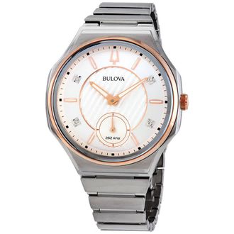 Bulova CURV Quartz Diamond Silver Dial Ladies Watch 98P182