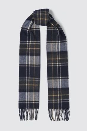 Moss Navy Check Recycled Cashmink Scarf