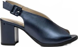Nero Giardini Womens Metallic Peep Toe Mule In Oceano