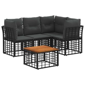 vidaXL Conjunto De Sof&aacute;s De Exterior 5 Pcs Negro Y Gris Oscuro Vidaxl