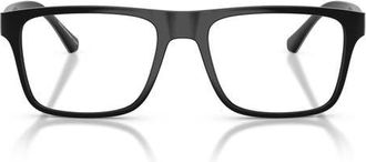 Emporio Armani 54mm Rectangular Optical Glasses in Shiny Black /Clear at Nordstrom