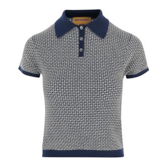 Guest In Residence Cashmere Knitwear, female, Blue, Size: S Shrunken Cashmere Pique Polo Shirt