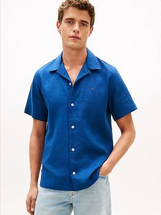 Tommy Hilfiger Regular Fit Linen Blend Short Sleeve Shirt