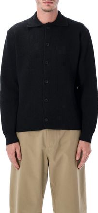 Auralee Super Fine Wool Rib Knit Shirt Cardigan