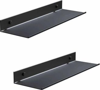 OEM Etagere De Douche - Aluminium Noir Mat - 30 Cm X 12 Cm - Fixation Murale Percee Ou Sans Perceage - Salle De Bain Cuisine Salon - Lot De 2