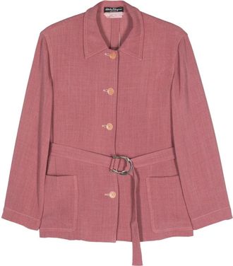 Ferragamo 1980s belted buttoned jacket - women - Rayon/Wool - 46 - Pink