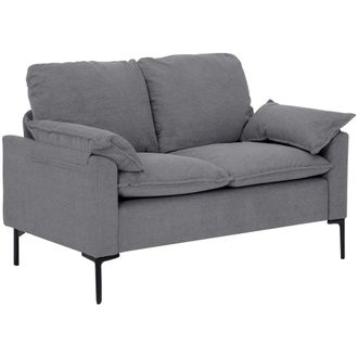HOMCOM Sof&aacute; dos plazas 130x77x84 cm gris
