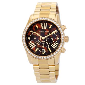Michael Kors Lexington Pave Chronograph Quartz Brown Dial Ladies Watch MK7276