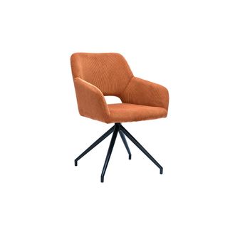 Miliboo Miliboo - Silla Giratoria 360&deg; De Terciopelo Acanalado Color Tierra Quemada Y Metal Negro Laurette
