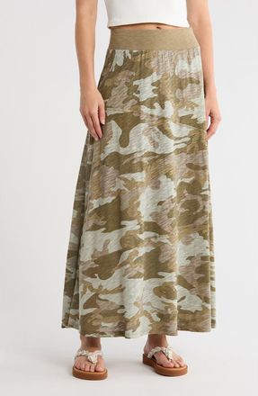 ATM Anthony Thomas Melillo Camo Print Cotton Maxi Skirt in Faded Army /Multi at Nordstrom Rack, Size X-Small