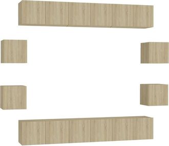vidaXL Set De Muebles Sal&oacute;n Tv 10 Pzas Madera Ingenier&iacute;a Roble Sonoma Vidaxl