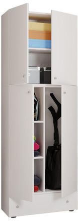 ebuy24 Vcm Gabinete De Escoba De Madera 6 Compartimentos Dimensiones: Al. 200 X An. 70 X T. 39 Cm Gabinete Para El Hogar Armario Multiusos Caj&oacute;n Extra - Lona