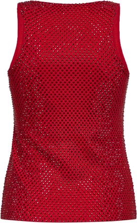 Giuseppe Di Morabito Womens Tank Top Crystal-Embellished Red Cotton