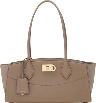 Ferragamo Taupe Studio Medium Shoulder Bag