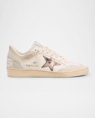 Golden Goose Ball Star Mixed Leather Low-Top Sneakers
