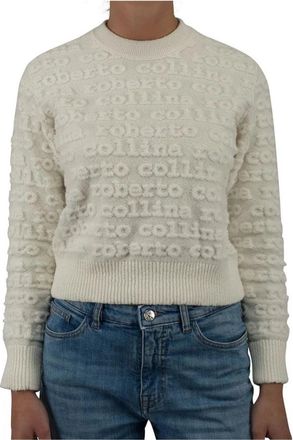 Roberto Collina Jersey - Dames - Ronde hals truien - Beige - S - Katoen - Truien & Vesten