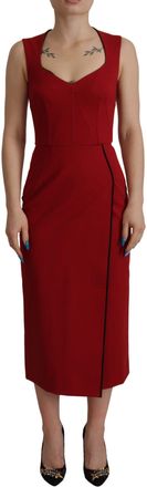 Dolce & Gabbana Rode Sweetheart Hals Bodycon Midi Damesjurk