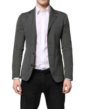 Dolce & Gabbana Mens Printed Blazer Classic Fit - Black - Size EU 44 (Mens)